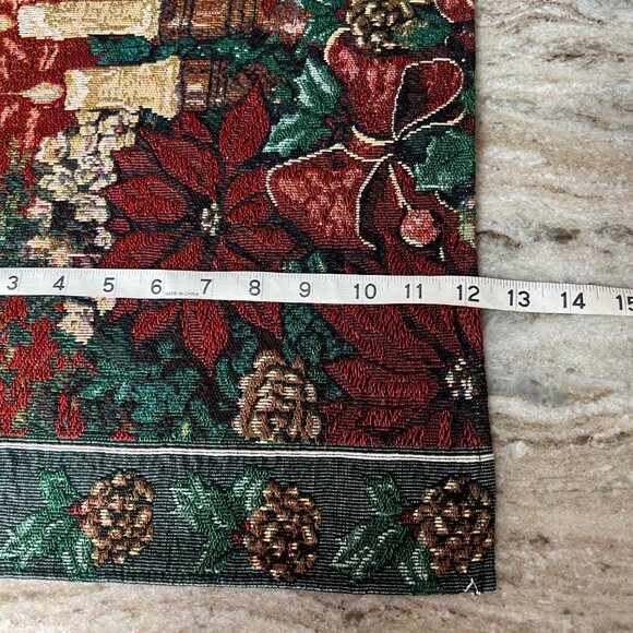Christmas Tapestry Placemats Set Of 6 With Poinsettia Pinecones & Candle Design - Picture 9 of 10